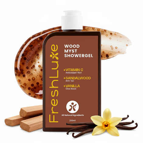 Buy FreshLuxe Wood Myst Body Wash & Shower Gel | Infused with 1% Saligaurd PCG & Vitamin C with Sandalwood | Reduces Uneven Skin Tone & Dullness | Soothes & Nourishes | Vanilla Scent | 200 ml - Purplle