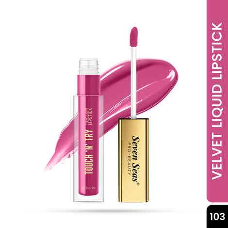 Buy Seven Seas Touch N Try Velvet Liquid Lipstick - 103 (4 ml) | Matte Finish | One Swipe Application | Non Transfer | Water Proof | Liquid Lipstick for Women - Purplle