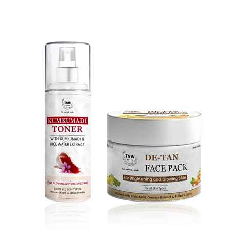 TNW - The Natural Wash D-Tan Face Pack 50 gm & Kumkumadi Toner 100 ml | Combo of 2