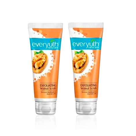 Everyuth Naturals Exfoliating Walnut Scrub Pack of 2 | Removes Blackheads & Dead Skin Cells | Deep Cleansing, Exfoliating & Brightening Formula for Smooth, Glowing Skin | Skincare Duo (100 gm x 2)