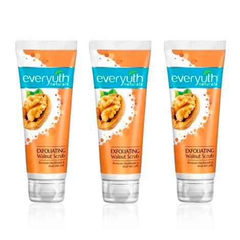 Buy Everyuth Naturals Exfoliating Walnut Scrub Pack of 3 | Removes Blackheads & Dead Skin Cells | Deep Cleansing, Exfoliating & Brightening Formula for Smooth, Glowing Skin | Skincare Trio (100 gm x 3) - Purplle