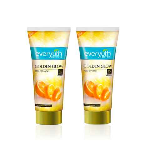 Everyuth Naturals Golden Glow Peel-Off Mask with 24K Gold Pack of 2 | Instant Radiance & Brightening | Enriched with 24K Gold for Glowing, Rejuvenated & Smooth Skin | Skincare Duo for Luminous Glow (100 gm x 2)