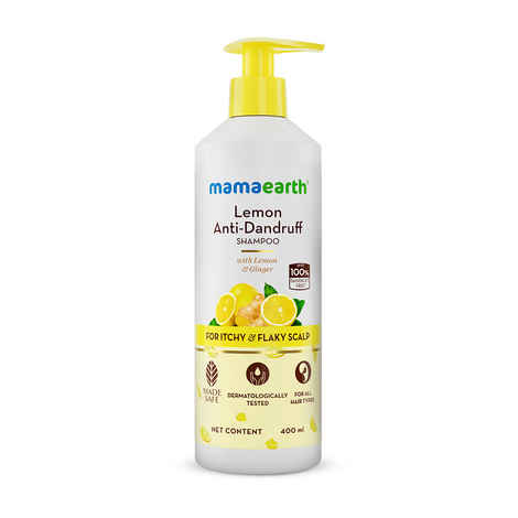 Buy Mamaearth Lemon Anti-Dandruff Shampoo with Lemon, ZPTO, Climbazole, Aloe Vera for Itchy & Flaky Scalp | Upto 100% Dandruff Reduction & 3X Softer Hair in 1 Wash | Soothes Scalp | Reduces Frizz | 400 ml - Purplle