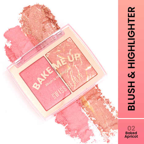 Swiss Beauty Bake Me Up Blush & Highlighter | 2-In-1 Baked Formula - 12 gm, Baked Apricot