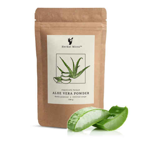 Buy Herbal Mitra Natural & Pure Aloe Vera Powder 100 gm For Hydrating Skin, Deep Cleansing | Vitamin E Reach|Paraben & Sulphate Free - Purplle