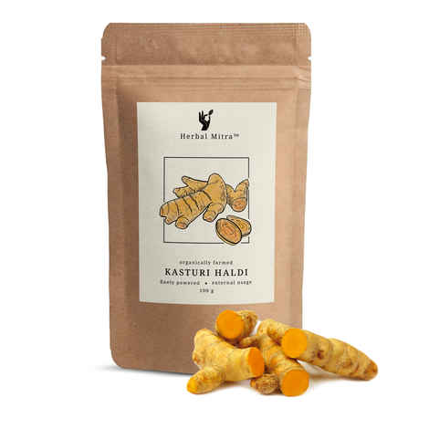 Buy Herbal Mitra Natural & Pure Kasturi Haldi Powder 200 gm | Wild Turmeric Powder | Ideal For Skin Brightening, Healthy Glowing Face, Shiny Skin Face Pack | Eco-Friendly Paper Pouch - Purplle