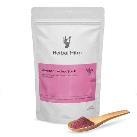 Herbal Mitra Beetroot Face Scrub For De Tan Removal | Natural Cleanser | Deep Exfoliator | Blackhead - Whitehead Remover | Skin Purifying For Men & Women (100 gm)