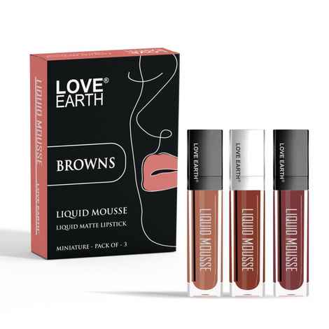 Buy Love Earth Liquid Mousse Lipstick Browns- Pack Of 3, 6 ml - Purplle