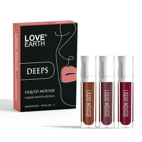 Buy Love Earth Liquid Mousse Lipstick Deeps- Pack Of 3, 6 ml - Purplle