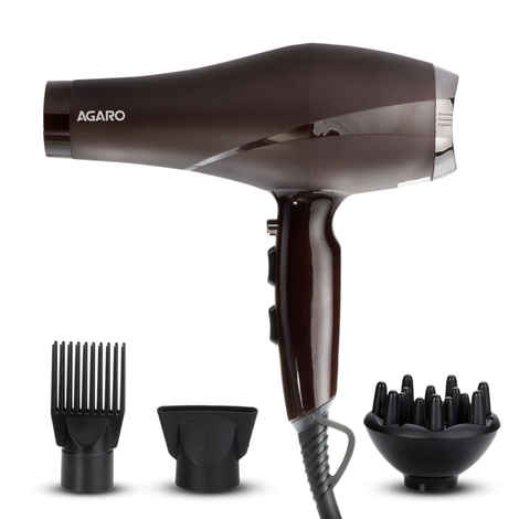 Buy AGARO HD-1120 2000W AC Professional Hair Dryer with Comb, Concentrator & Diffuser Nozzles, Hot & Cold Air, 2 Speed & 3 Temperature Settings with Cool Shot, Hair Dryer & Blower for Men & Women - 1 pc - Purplle