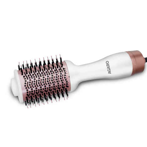 Buy AGARO HV2179 Hot Air Brush for Hair, Hair Blow Dryer Brush, Volumizer & Styler, 360° Airflow Vent, Oval Barrel for Hair Volume, Charcoal Bristles, Ceramic Tourmaline Coating Brush Head, 1200W, White - 1 pc - Purplle