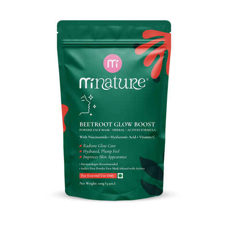 MINATURE Beetroot Glow Boost Powder Face Mask 100 gm – Revitalizing, Hydrating, and Even Skin Tone Mask with Niacinamide, Hyaluronic Acid & Vitamin C