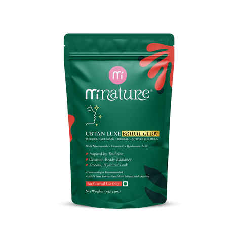 MINATURE Ubtan Luxe – Bridal Glow Face Pack Powder | Natural Radiance, Even Tone & Hydration with Ubtan, Niacinamide, Vitamin C & Hyaluronic Acid (100 gm)