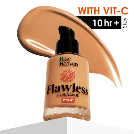 Buy Blue Heaven Flawless Foundation for women with SPF | Long Lasting Upto 10hr stay | Buildable Coverage with Matte Finish | Lightweight | Easy To Blend | With Vitamin C & Niacinamide | 03 Natural Warm, 30 ml - Purplle