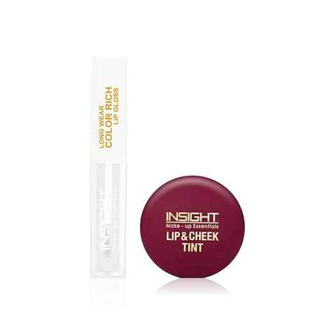 Insight Cosmetics Gloss & Glow Duo - Long Wear Color Rich Lip Gloss - Frost (4 ml) | Insight Cosmetics Lip & Cheek Tint - Mulberry Squash (3 gm) Combo of 2