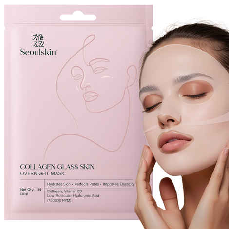 SeoulSkin Collagen Glass Skin Overnight Mask - Korean Collagen Face Mask with Low Molecular Collagen & Hyaluronic Acid, Pore Perfecting & Hydrating, Paraben-Free, For All Skin Types (1 pc)