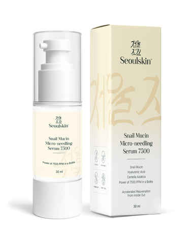 Seoulskin Snail Mucin Micro-needling Serum 7500 PPM - Powerful Hydration with Hyaluronic Acid & Centella Asiatica - Accelerated Rejuvenation, Cruelty-Free & Non-Comedogenic for All Skin Types (30 gm)