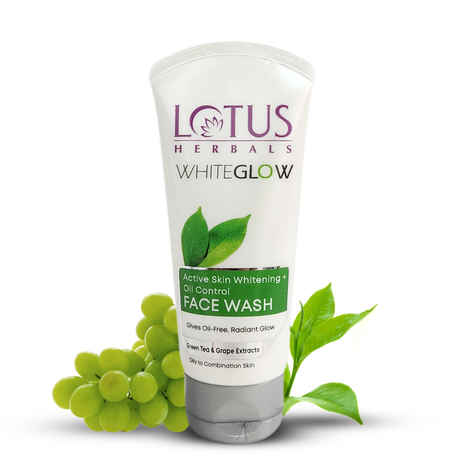 Lotus Herbals Whiteglow Active Skin Whitening & Oil Control Face Wash | With Green Tea Extract | Brightens Skin | 100 gm