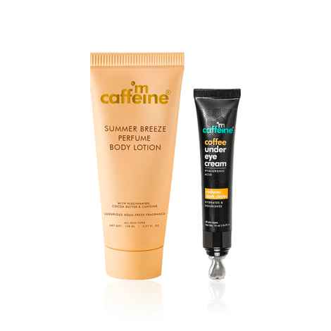 Buy mCaffeine Hydration & Under-Eye Brightening Set (Summer Breeze Body Lotion 150 ml + Under Eye Cream 30 ml) Combo of 2 - Purplle