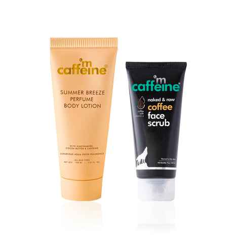 mCaffeine Exfoliating and Moisturizing Duo (Summer Breeze Lotion 150 ml + Coffee Scrub 75 gm) Combo of 2