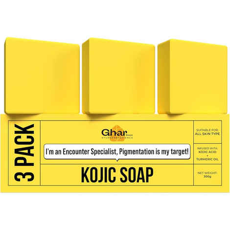 Buy GHAR SOAPS Kojic Acid 2% Soap with Niacinamide | For Pigmentation, Sun damage, Brightening Underarm & Reduces Dark Spot | Soap for Men & Women | Suitable for All Skin Types | (Pack of 3) (100 gm x 3) - Purplle