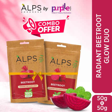 Buy Alps Goodness Brightening Beetroot Twin Pack I Pure & 100% Natural I Chukandar Powder for Healthy Hair Growth & Skin Care (Pack of 2) - (50 gm each) - Purplle