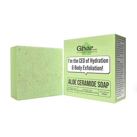 Ghar Soaps Aloe Ceramide Soap Bar | Hydrating & Exfoliating with Aloe Vera, Oats & Natural Ceramides | Toxin-Free, Gentle Glow for All Skin Types – 100 gm