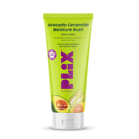 Buy PLIX Avocado Ceramide Moisture Rush Fatty Cream With Spf 20 | Deep Moisturization | Barrier Repair Cream | For Dry Skin, Normal Skin & Sensitive Skin | 50 gm - Purplle