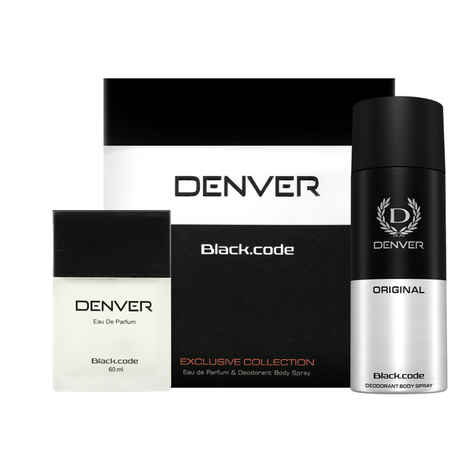 Buy Denver Black Code Gift Pack Set - Deodorant (150 ml) + Perfume (60 ml) | Fresh, Aerosol | Long Lasting Deo Perfume Scent For Men - Purplle