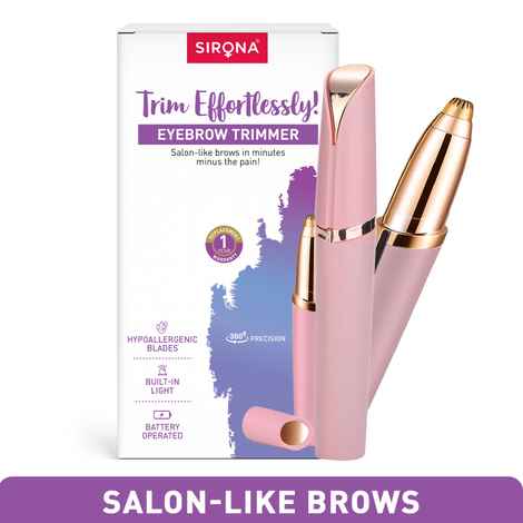 Buy Sirona Eyebrow Trimmer for Women | Built-in Light | Pain-Free Brow Shaping | Battery Operated | Hypoallergenic Blades | 360° Precision Tip | 1-Year Replacement Warranty 1 pc - Purplle