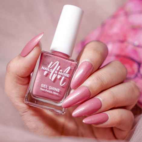 Buy Nails&More Argan Oil Infused Gel Shine Nail Polish | Long-lasting & Quick-dry Formula | High Shine Nail Enamel for Women | 14 Metallic Pink, 10 ml - Purplle