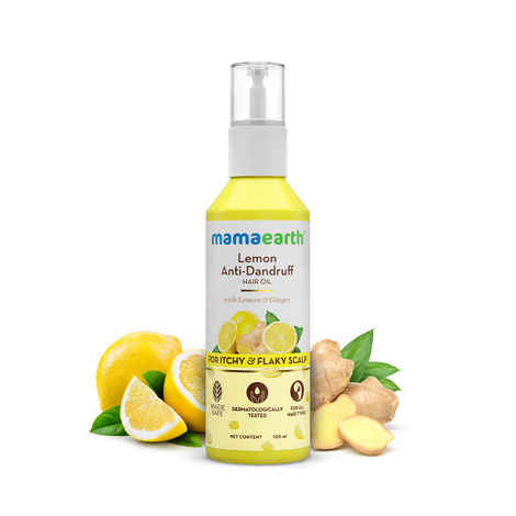Buy Mamaearth Lemon Anti-Dandruff Hair Oil for Itchy Flaky Scalp 100 ml | Scalp Irritation Relief | Nourishes Scalp & Hair | Contains Lemon, Ginger, Apiscalp (Clinically Proven), Svetakutaja Oil, Neem, Salicylic Acid - Purplle