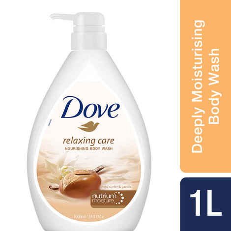 Buy Dove Relaxing Shea Butter Body Wash with Vanilla for Soft Skin, Soothing Scent, 1L - Purplle