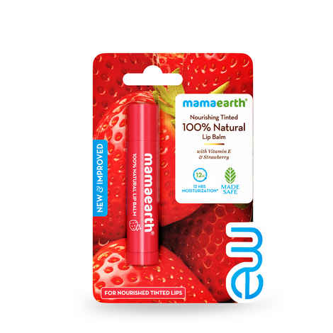 Buy Mamaearth Nourishing Tinted 100% Natural Lip Balm with Vitamin E and Strawberry for Dry & Chapped Lips - 4 gm - Purplle