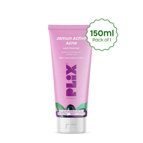 Buy PLIX Jamun Active Acne Cleanser With Salicylic Acid | Gently Cleanses | Helps Reduce Acne | Oily & Acne Prone Skin | Daily Use | Women & Men | Dermatologically Tested | 150 ml - Purplle