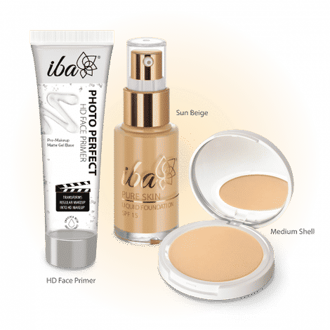 Buy Iba Primer + Foundation + Compact Combo of 3, Sun Beige - Purplle