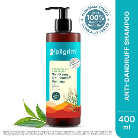 Buy Pilgrim Australian Tea Tree & Salicylic Acid Non-Drying Anti-Dandruff Shampoo - 400 ml - Purplle