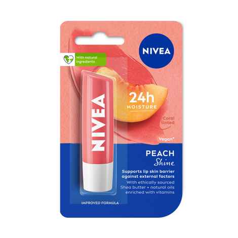 Buy Nivea Lip Balm, Fruity Peach Shine (4.8 gm) - Purplle