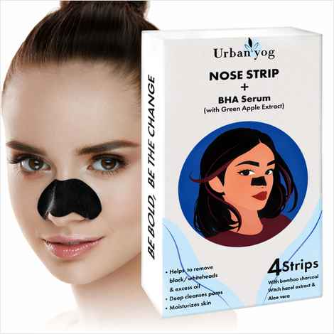 Buy UrbanYog Nose Strips Blackhead Remover / Whitehead Remover + BHA Serum To Treat Pores - 4 Strips - Purplle