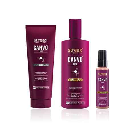 Buy Streax Professional Canvoline Hair Trio (Shampoo + Conditioner + Serum) - (300ml + 240gm + 100ml) - Purplle
