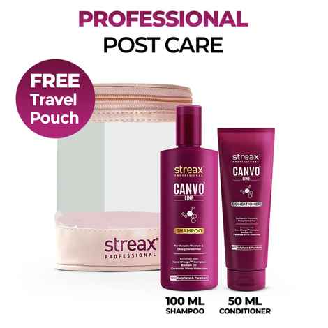 Buy Streax Professional Travel kit for Keratin treated & Straightened hair (Shampoo + Conditioner, 100 ml + 50 gm) - Purplle