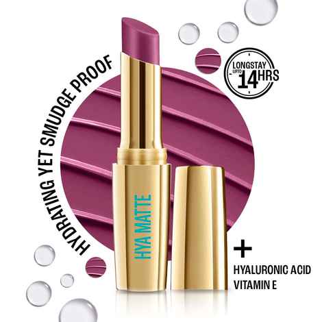 Buy Lakme 9to5 Hya Matte Lipstick With Hyaluronic Acid & Vitamin E, Hydrating, Smudge Proof, Long-lasting Up To 14Hrs - Meetup Mauve - 3.6 gm - Purplle