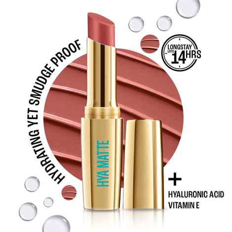 Buy Lakme 9to5 Hya Matte Lipstick With Hyaluronic Acid & Vitamin E, Hydrating, Smudge Proof, Long-lasting Up To 14Hrs - lady Brown - 3.6 gm - Purplle