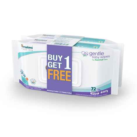 Buy Himalaya Baby Gentle Baby Wipes 72 pc (Buy 1 Get 1 Free) - Purplle