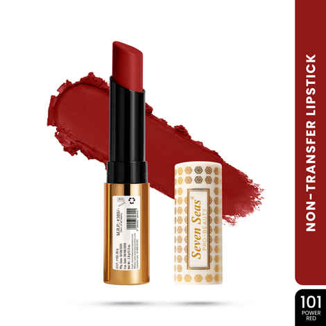 Seven Seas Velvet Shot Matte Lipstick - 101-Power Red (3.5 gm) | 24 Hr. Long Lasting and Waterproof | Lipstick for Women