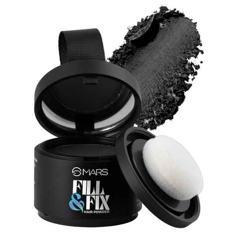 Buy MARS Fill & Flex Hair Powder with Mirror & Puff (3.8 gm) (Black) | Upto 12 Hr Long-Lasting & Sweatproof | Natural Fuller Look For Bald Spots & Thinning Areas | Easily Washable - Purplle
