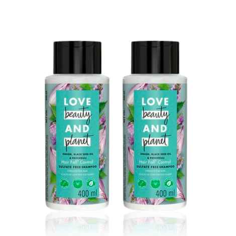 Buy Love Beauty Planet Onion Blackseed & Patchouli Hairfall Control Sulfate Free Shampoo 400 ml -Pack of 2 - Purplle