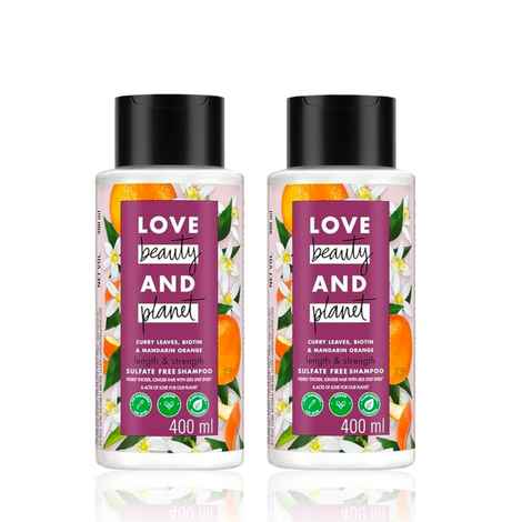 Buy Love Beauty Planet Curry Leaves Biotin & Mandarin Sulfate Free Shampoo for long & strong hair 400 ml -Pack of 2 - Purplle