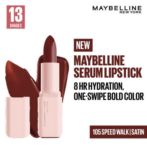Buy Maybelline New York Serum Lipstick (Satin) 8HR Weightless Hydration, One-Swipe Bold Color, Brown - 105 Speed Walk, 4.2 gm - Purplle