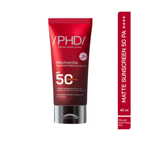 Buy Proven Honest Derma (PHD) Niacinamide Dry Touch Matte Sunscreen SPF 50 PA++++ | Sunscreen for Oily & Acne-Prone Skin | Oil-Free, Non-Greasy, Lightweight with Broad-Spectrum UV Filters,| Matte Finish sunscreen | (Pack of 2) - Purplle